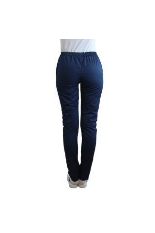 Pantaloni medicali bleumarin cu elastic si doua buzunare laterale