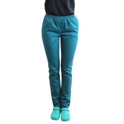 Pantaloni unisex verde tuborg cu elastic si doua buzunare laterale