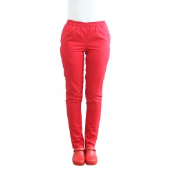 Pantaloni medicali rosii cu elastic si doua buzunare laterale