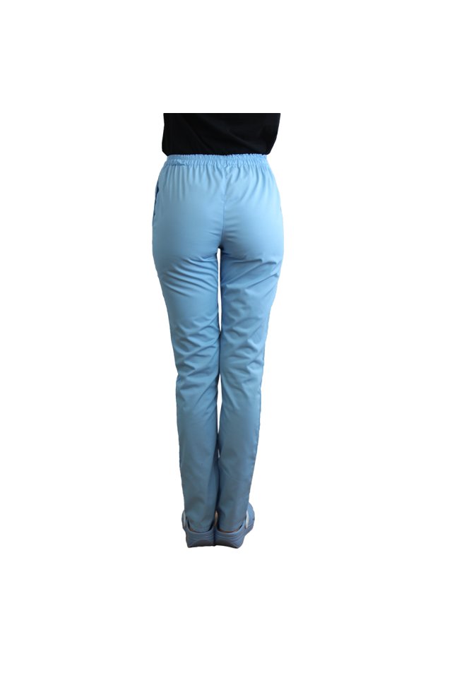 Pantaloni medicali bleu cu elastic si doua buzunare laterale