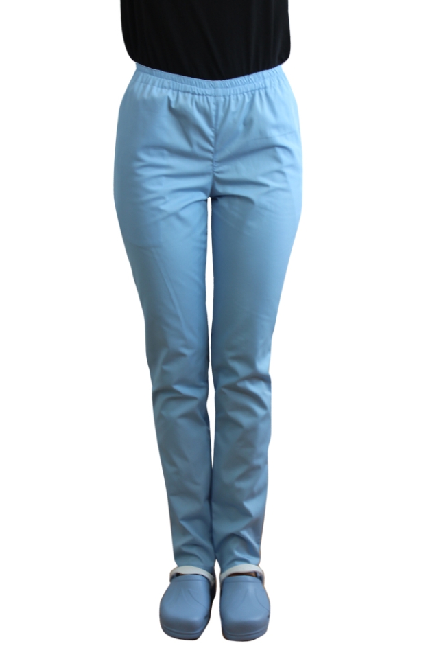 Pantaloni medicali bleu cu elastic si doua buzunare laterale