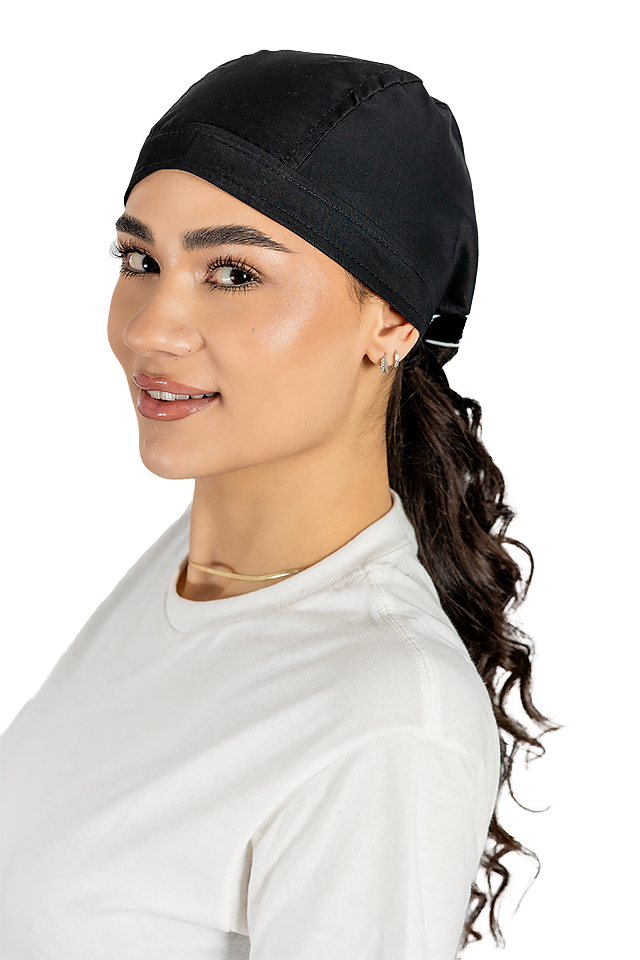 Boneta neagra, unisex, marime universala, cu prindere tip snur la spate