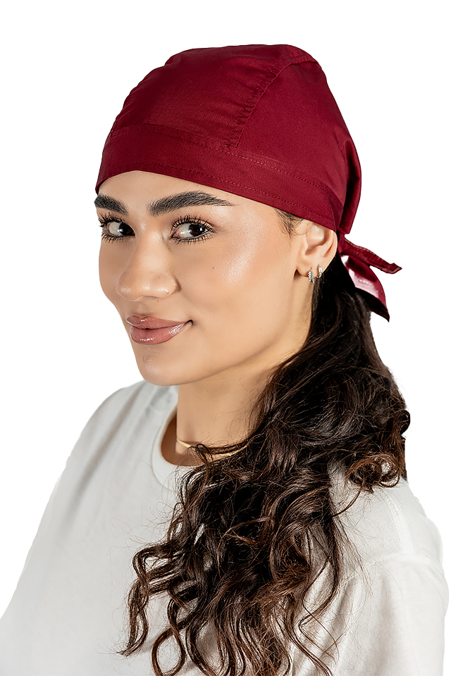 Boneta grena, unisex, marime universala, cu prindere tip snur la spate