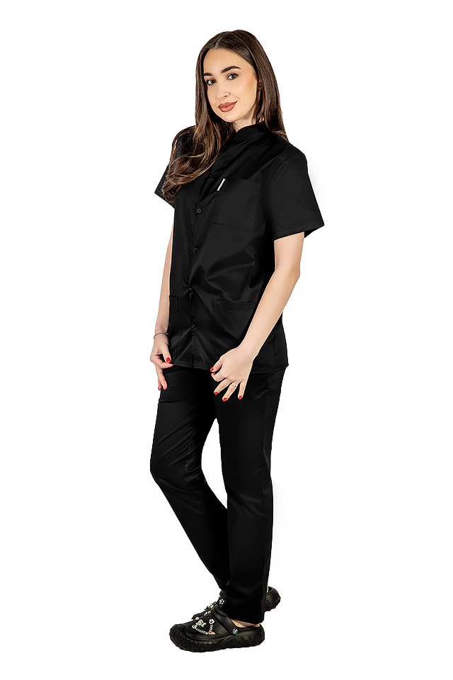 Costum medical negru  tip tunica 2