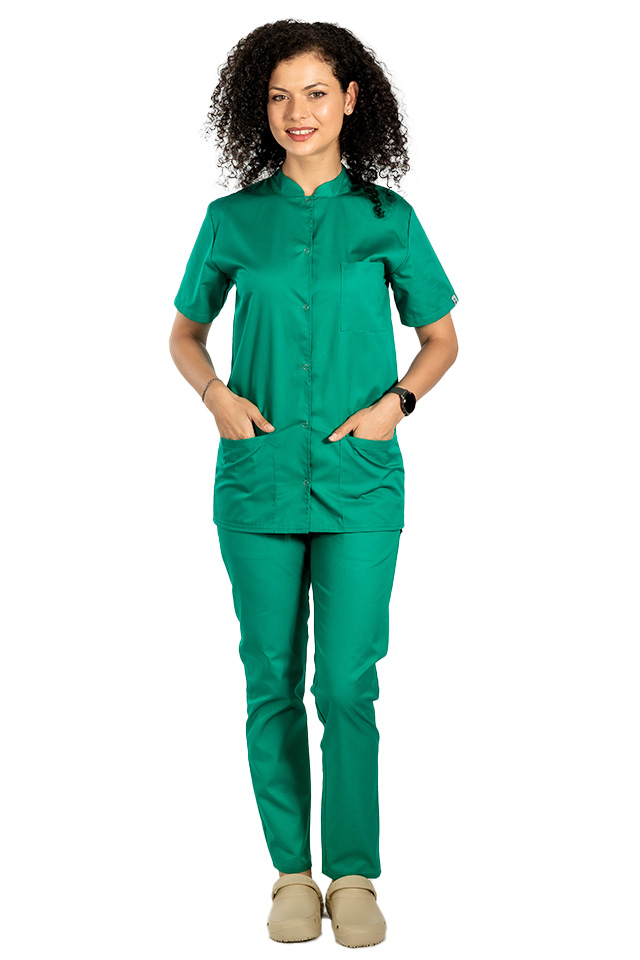 Costum medical verde chirurgical tip tunica dama