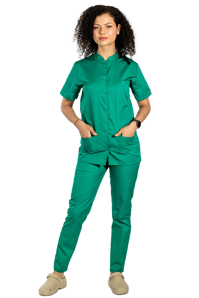 Costum medical verde chirurgical tip tunica dama 5