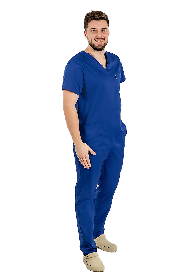 Costum medical barbati albastru unisex 2