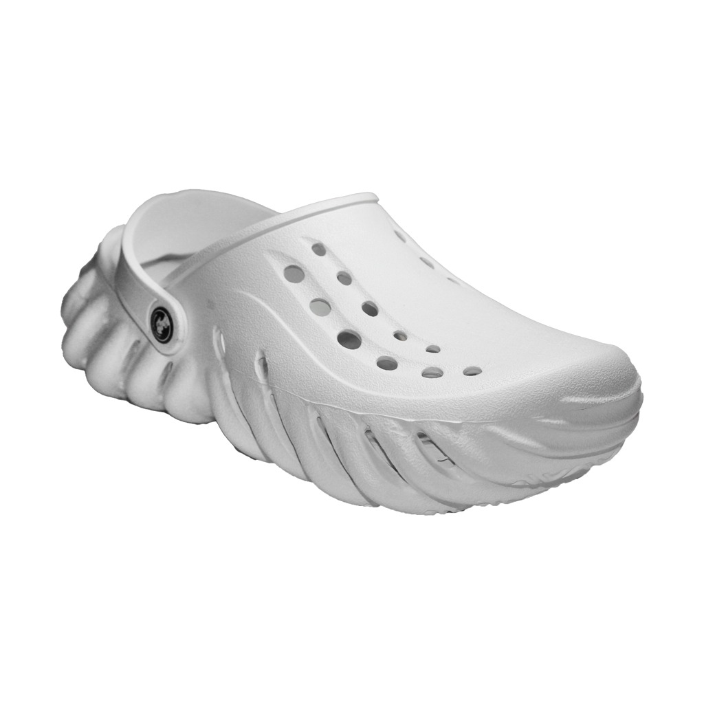 Saboti medicali profesionali tip crocs albi din spuma EVA - model barbati, cu detalii aplicate 2