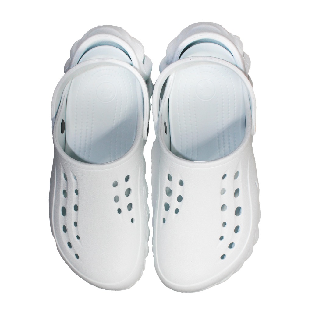 Saboti medicali profesionali tip crocs albi din spuma EVA - model barbati, cu detalii aplicate 4