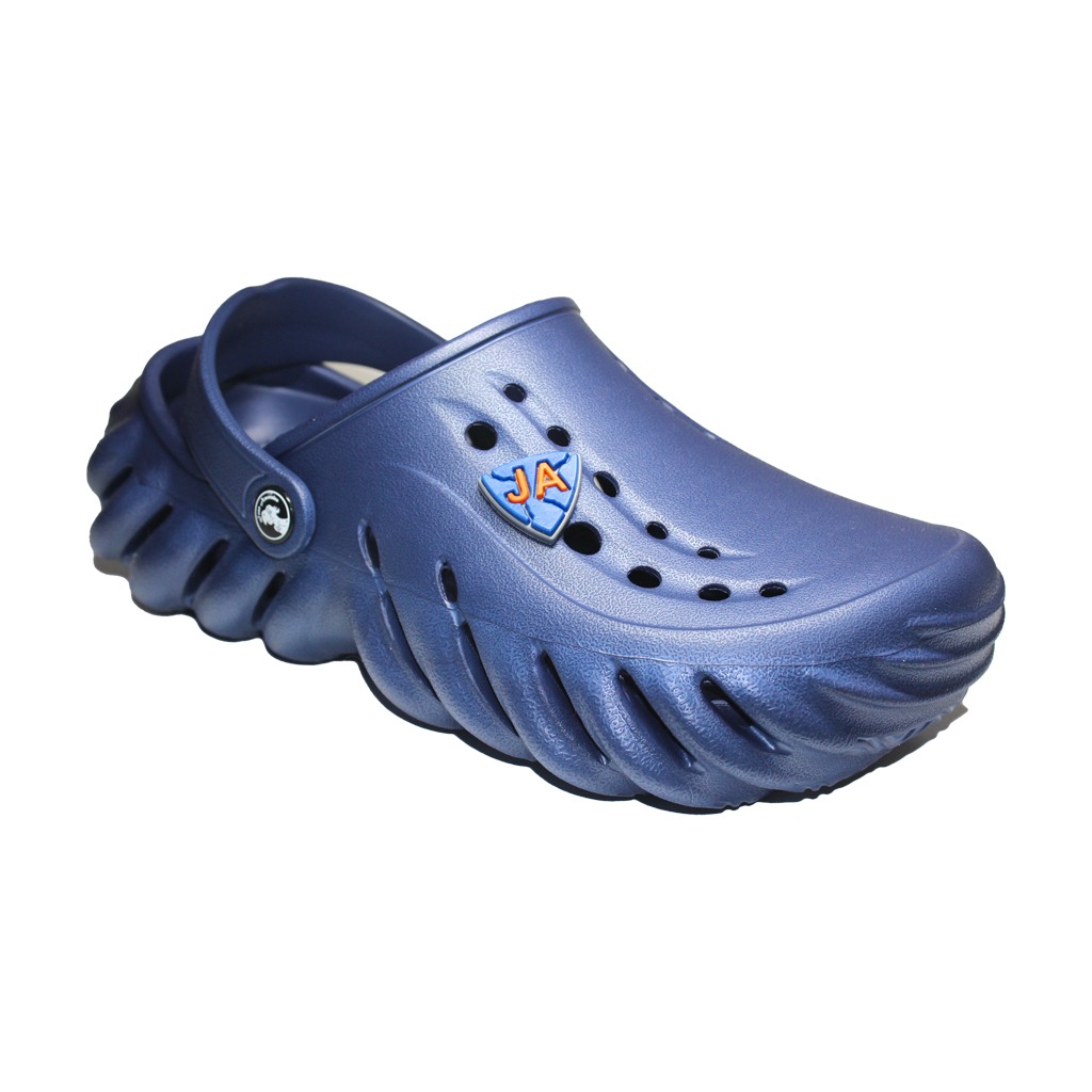 Saboti medicali profesionali tip crocs bleumarin din spuma EVA - model barbati, cu detalii aplicate 5