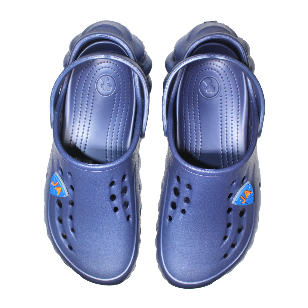 Saboti medicali profesionali tip crocs bleumarin din spuma EVA - model barbati, cu detalii aplicate 4