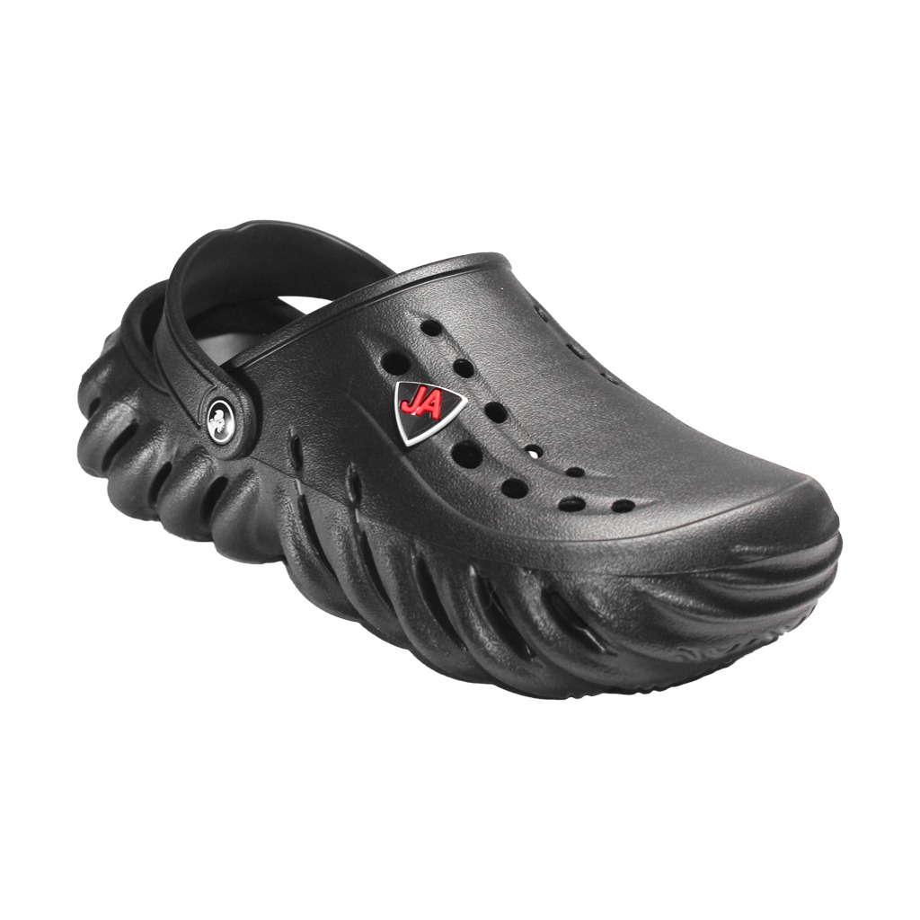 Saboti medicali profesionali tip crocs negri din spuma EVA - model barbati, cu detalii aplicate 2