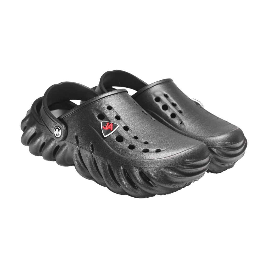 Saboti medicali profesionali tip crocs negri din spuma EVA - model barbati, cu detalii aplicate 4