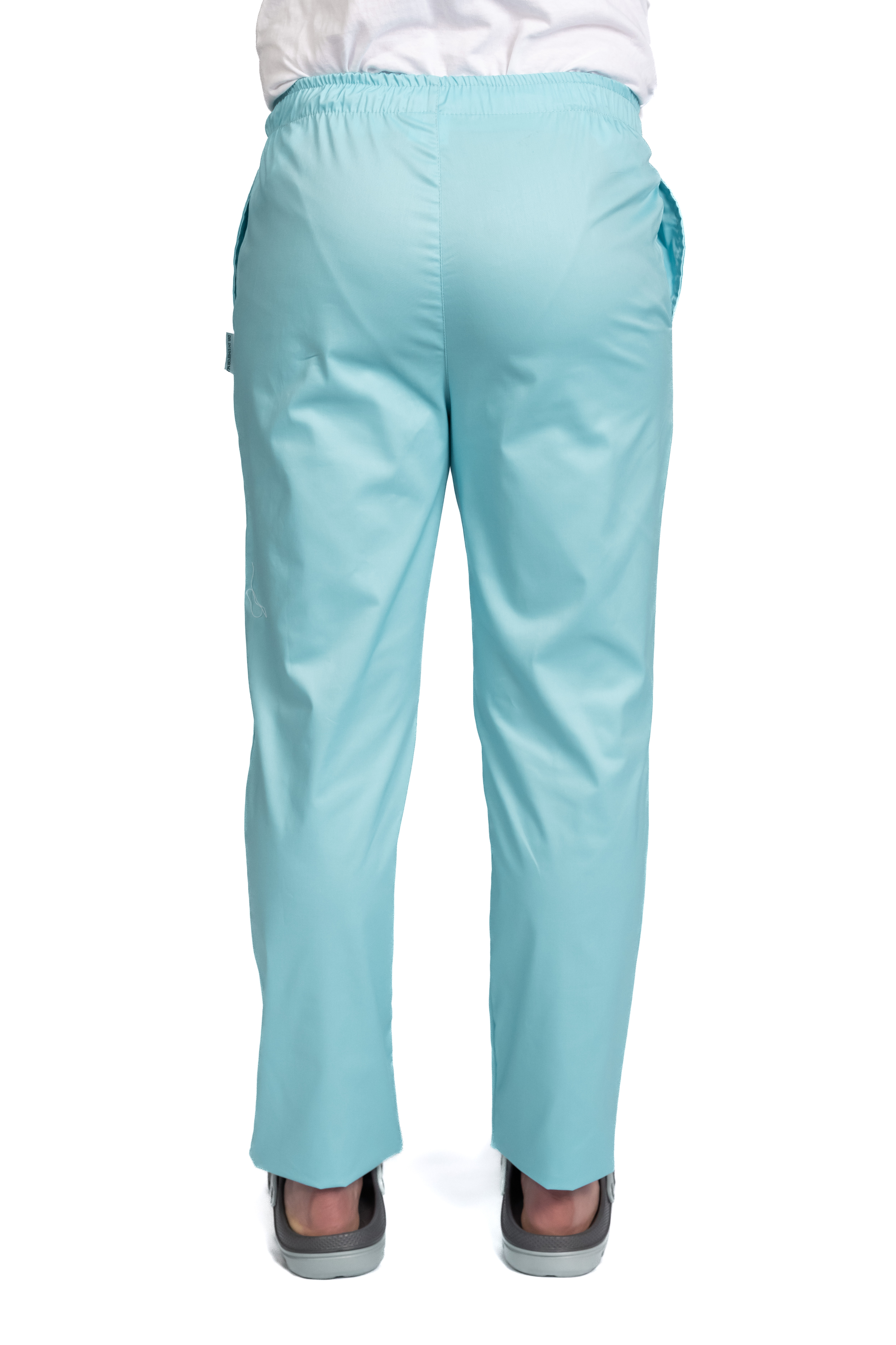 Pantaloni medicali menta cu elastan,barbati, cu snur in talie si doua buzunare laterale 2