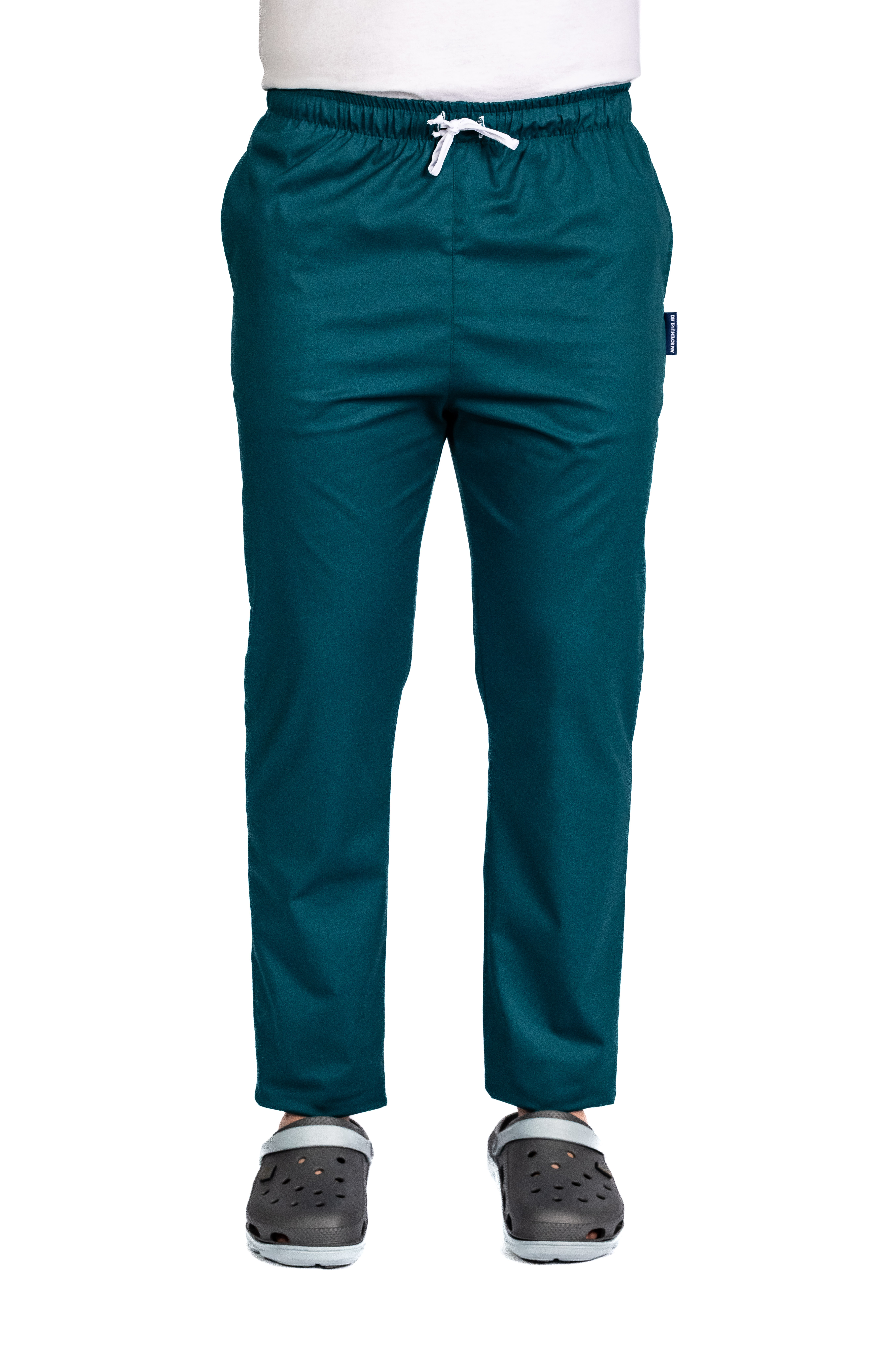 Pantaloni medicali tuborg cu elastan,barbati, cu snur in talie si doua buzunare laterale
