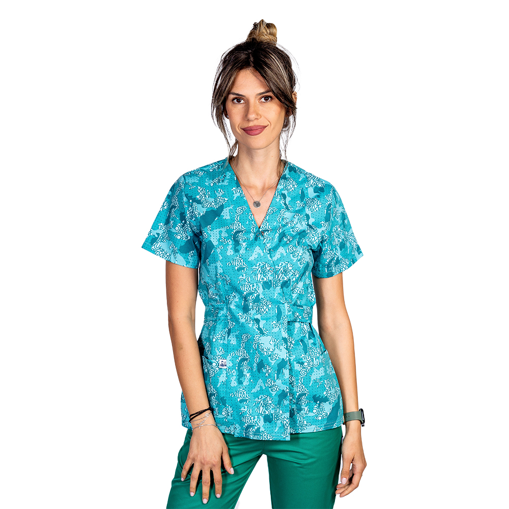 OUTLET Halat medical kimono Green Army, cu doua buzunare aplicate 3