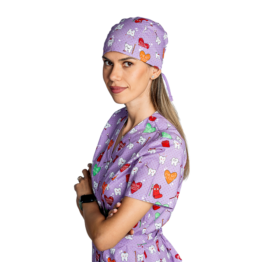 Boneta Dintisori lila, unisex, marime universala, cu prindere tip snur la spate 3