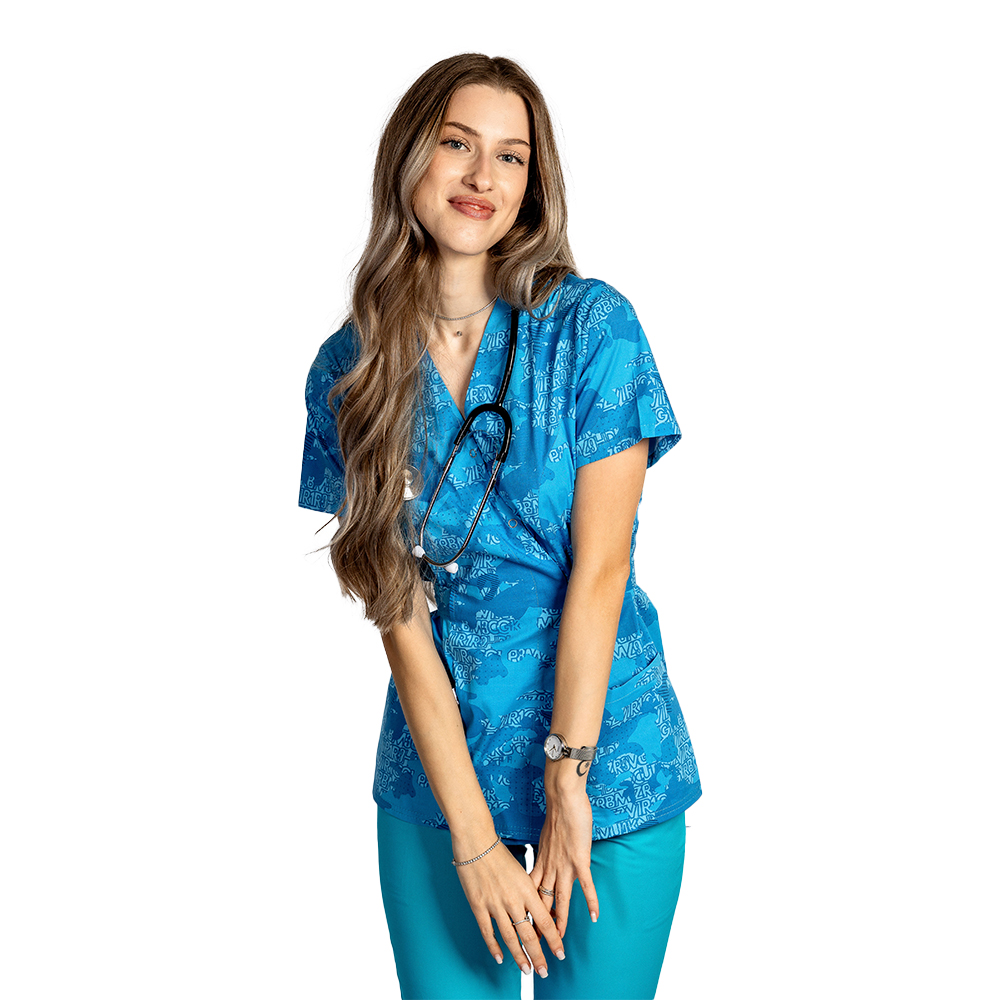 OUTLET Halat medical kimono Blue Army, cu doua buzunare aplicate 5