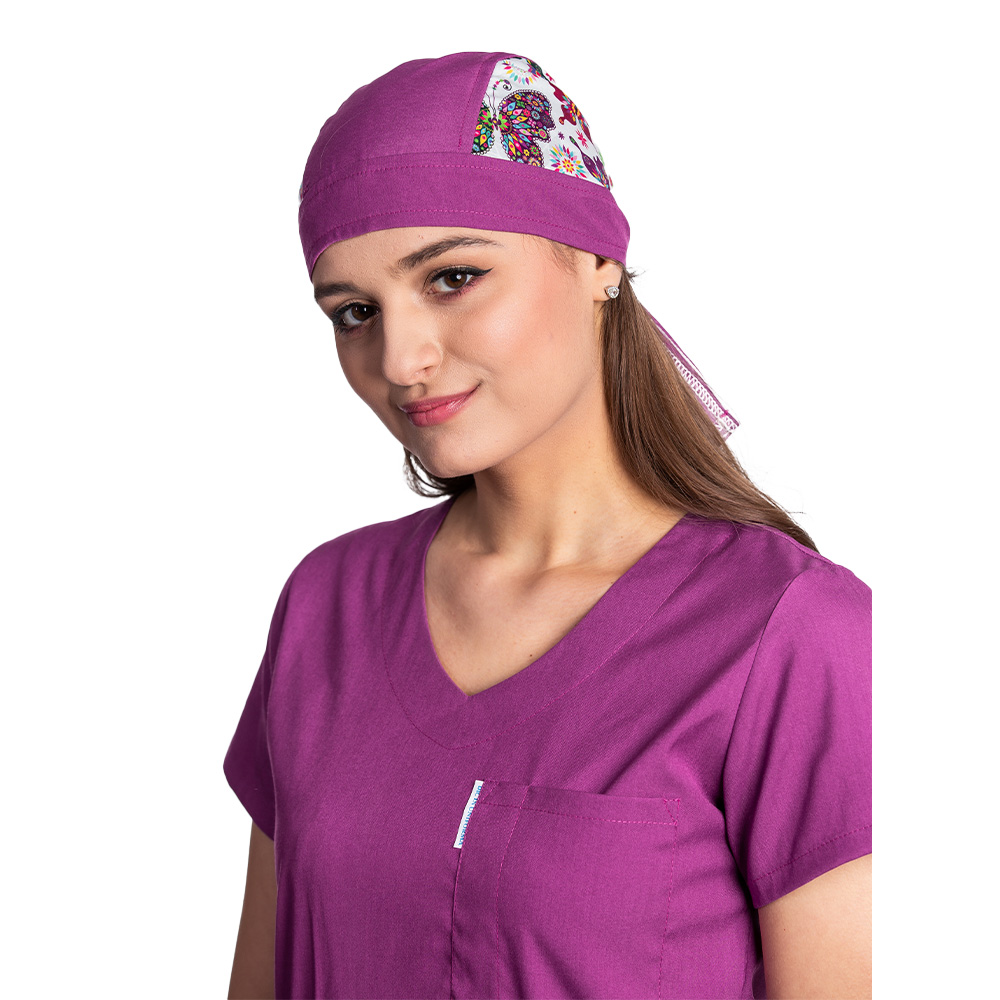 Boneta DUO Fantasy magenta, marime universala, cu prindere tip snur la spate 2