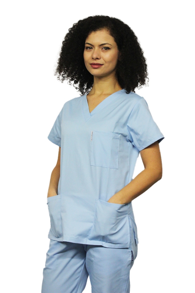 OUTLET  Halat medical bleo cu anchior in V si trei buzunare aplicate