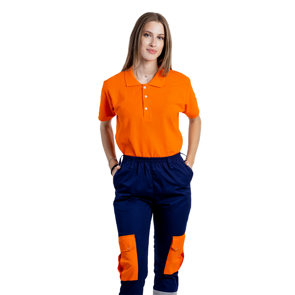 Tricou Ambulanta, portocaliu, tip polo, model unisex, cu guler si inchidere cu nasturi 3