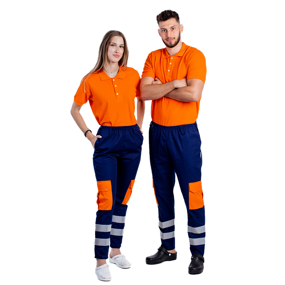 Tricou Ambulanta, portocaliu, tip polo, model unisex, cu guler si inchidere cu nasturi 2