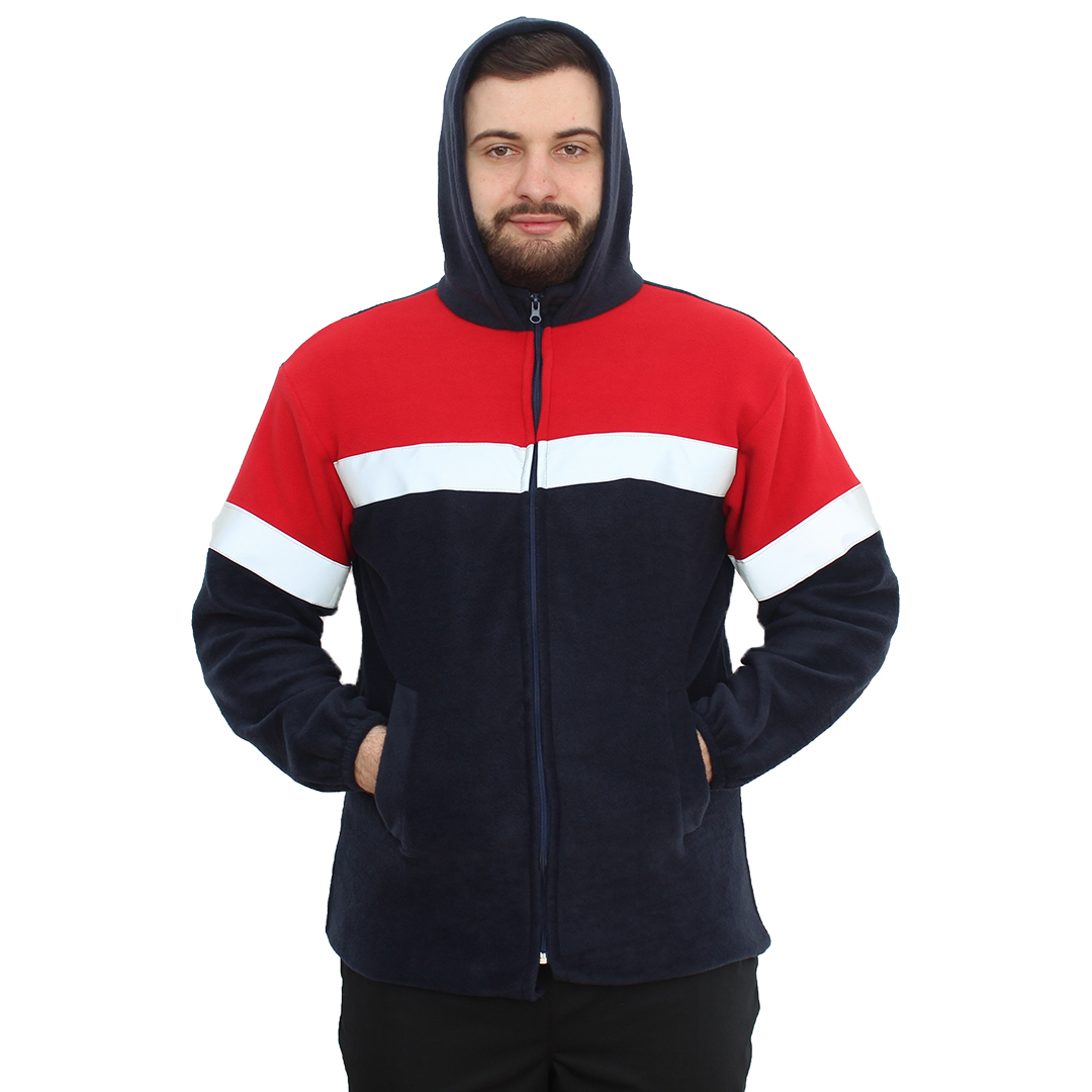 Jacheta medicala SMURD bleumarin cu gluga si doua buzunare aplicate 3