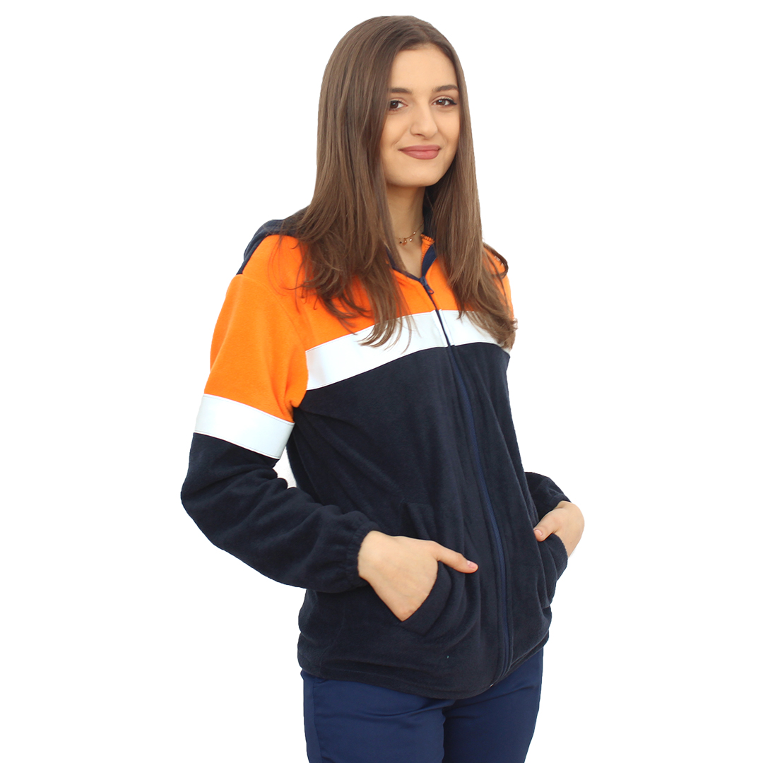 Jacheta medicala Ambulanta  bleumarin cu gluga si doua buzunare aplicate 3