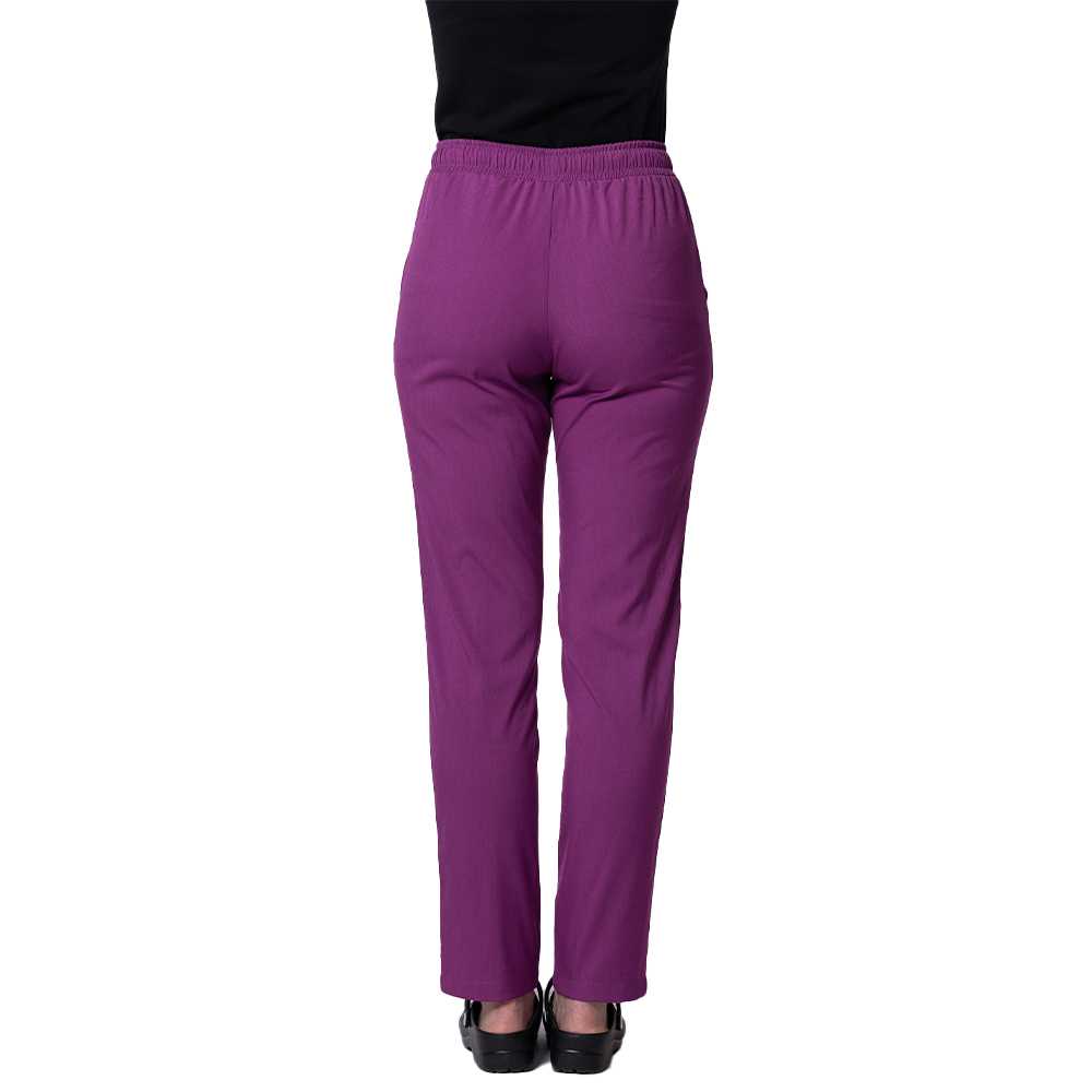 Pantaloni medicali stretch magenta cu snur si elastic 2