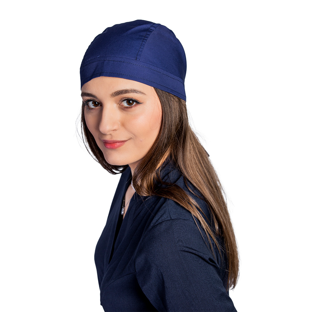Boneta bleumarin , unisex, marime universala, cu prindere tip snur la spate 3