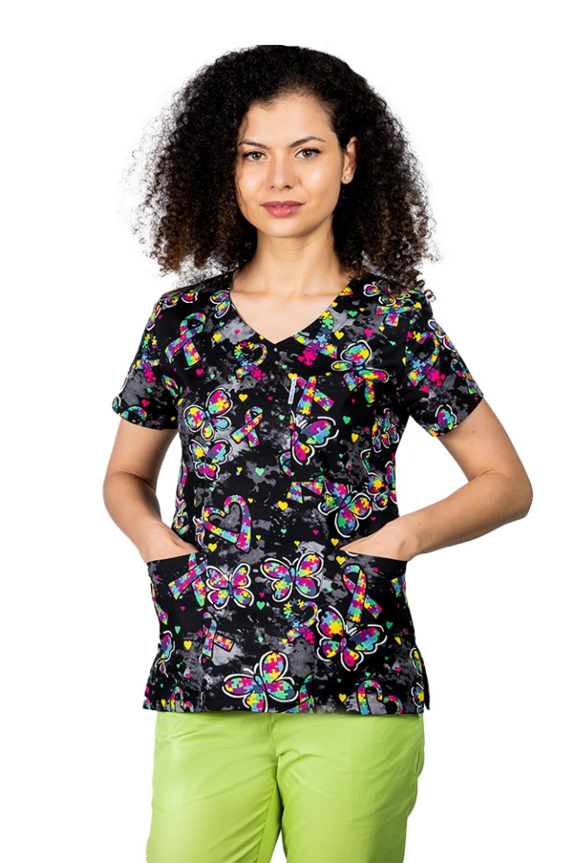 Outlet Halat medical Black Butterfly cu anchior in V si trei buzunare aplicate