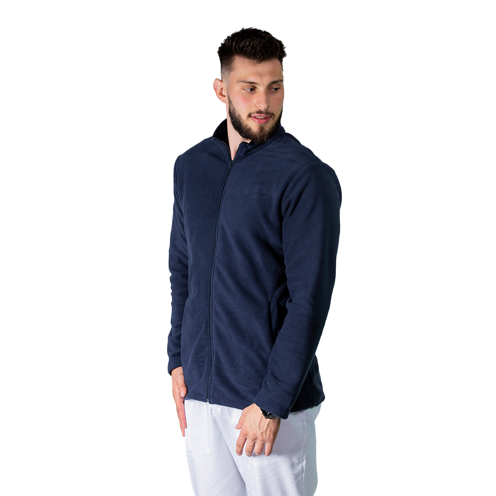 Jacheta medicala polar bleumarin, unisex, cu doua buzunare aplicate 2