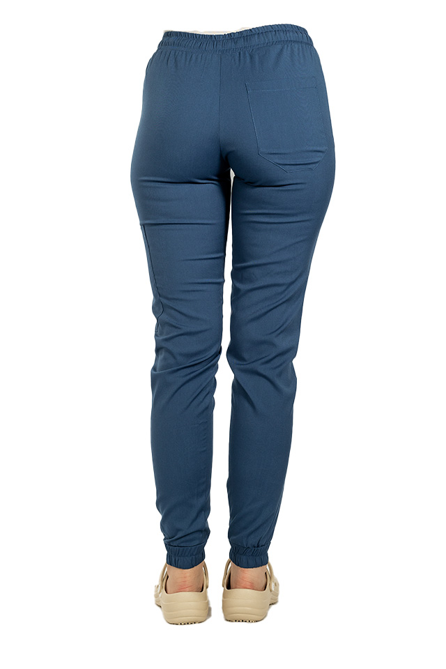 Pantaloni medicali stretch tip jogger jeans cu snur si elastic in talie si la glezna 3