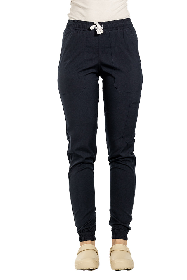 OUTLET Pantaloni medicali stretch tip jogger bleumarin cu snur si elastic in talie si la glezna