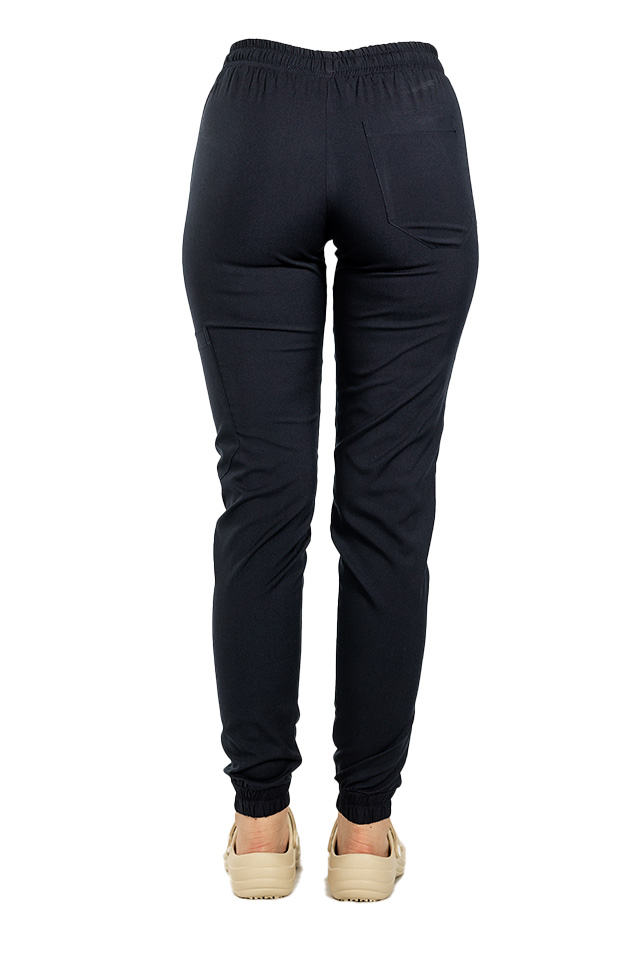 OUTLET Pantaloni medicali stretch tip jogger bleumarin cu snur si elastic in talie si la glezna 3