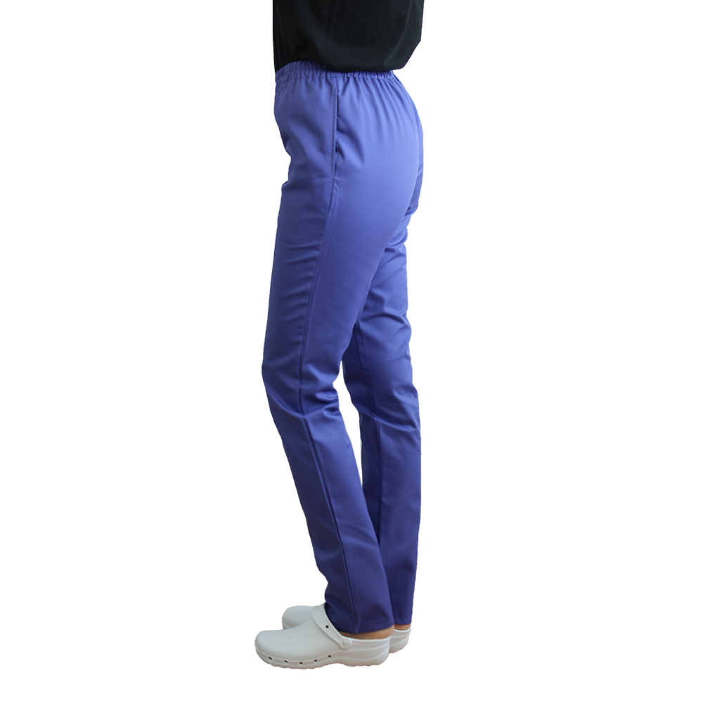Pantaloni medicali mov cu elastic si doua buzunare laterale 3
