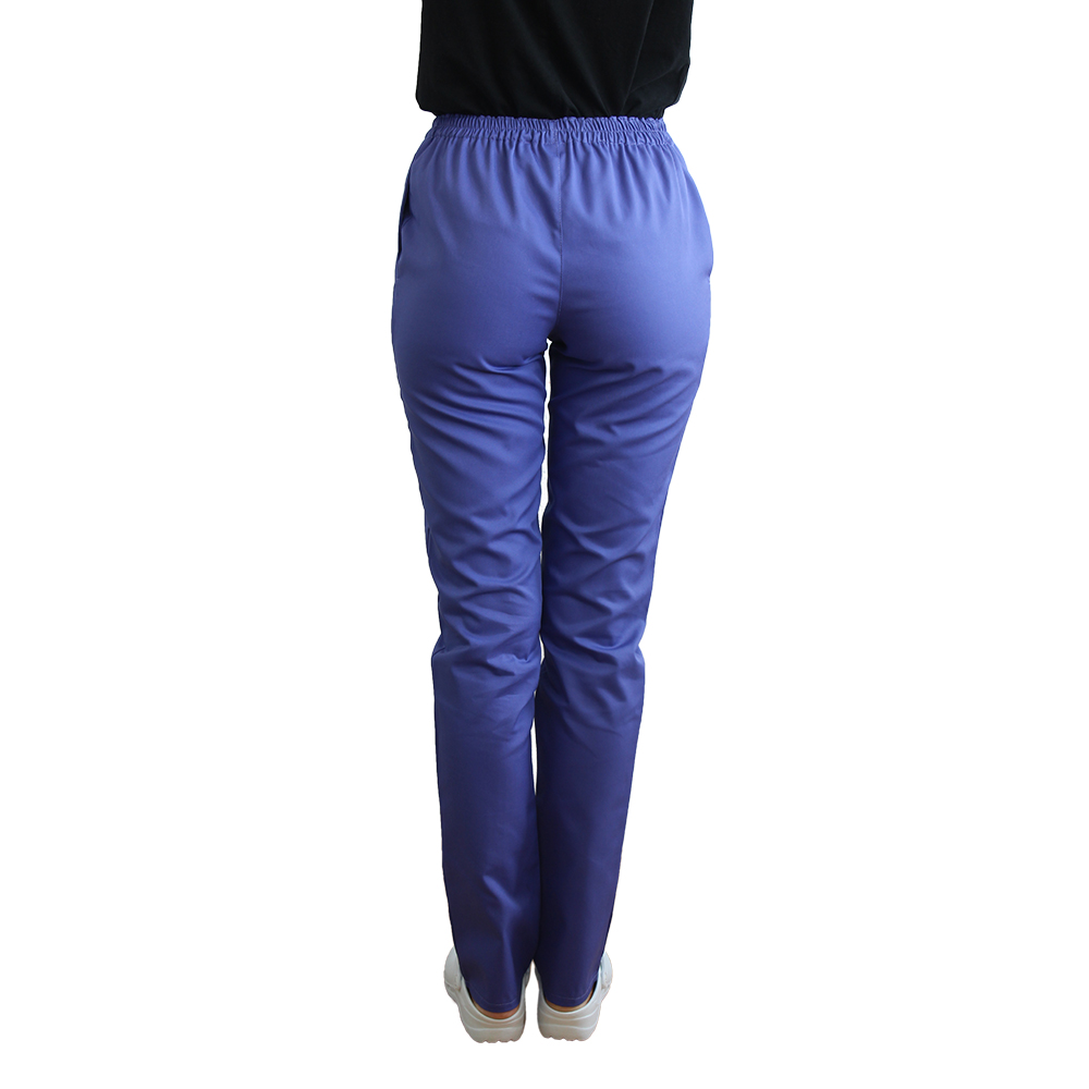 Pantaloni medicali mov cu elastic si doua buzunare laterale 2