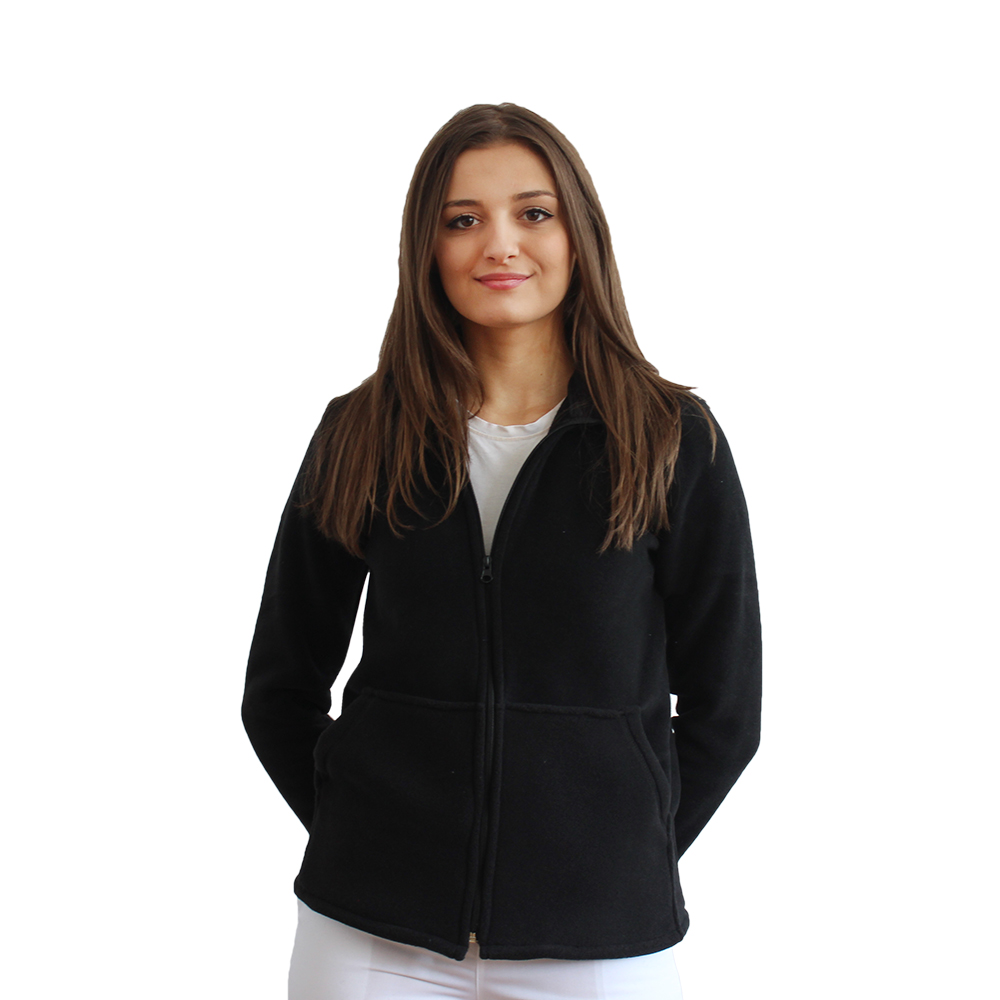 Jacheta medicala polar neagra cu doua buzunare aplicate 2