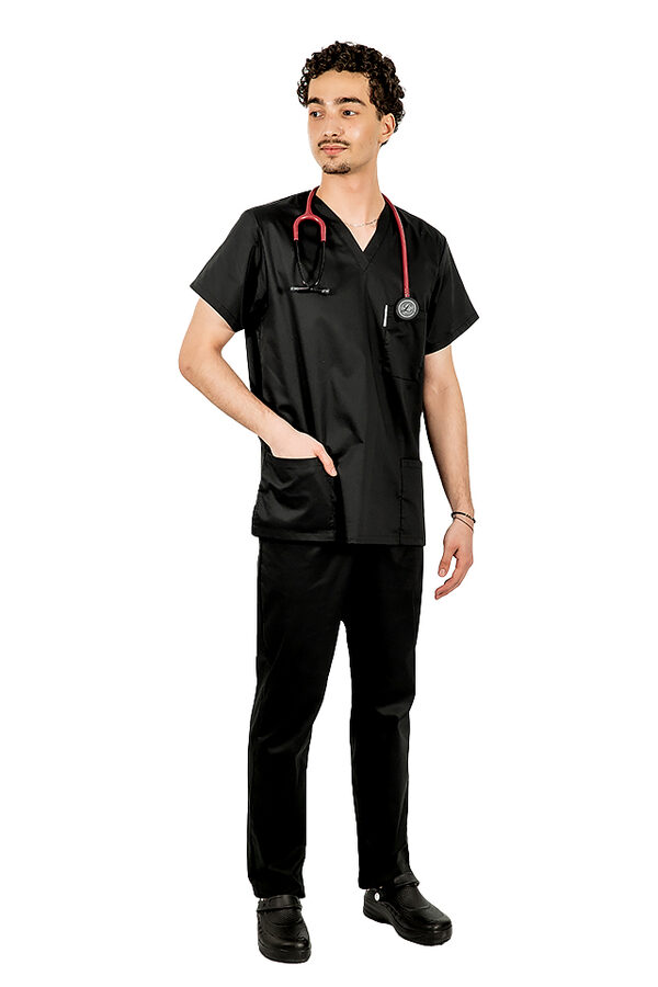 Costum medical barbati negru,model unisex