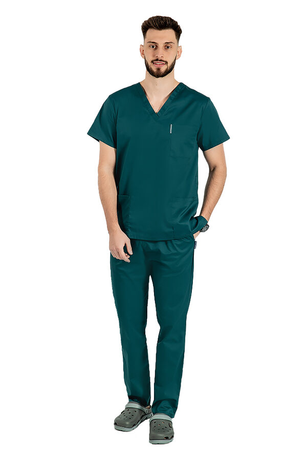 Costum medical barbati cu elastan culoare tuborg