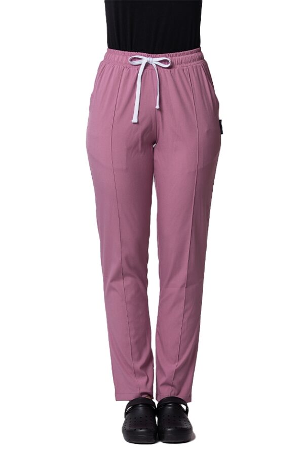 Pantaloni medicali stretch roz cu snur si elastic