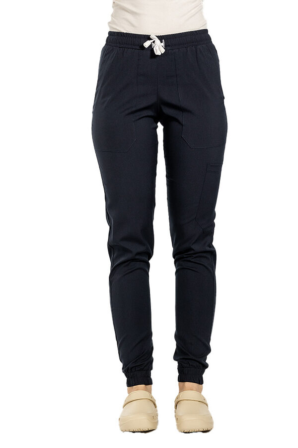 OUTLET Pantaloni medicali stretch tip jogger bleumarin cu snur si elastic in talie si la glezna